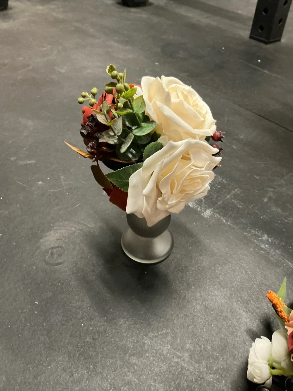 Elegant Cream Rose Arrangement in Smoke Black Vase -